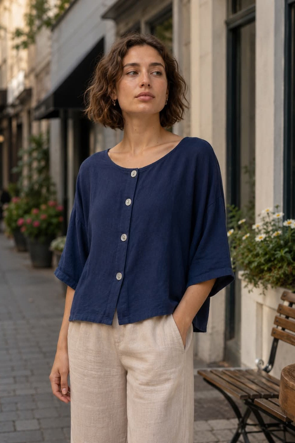 Italy moda blússa blá