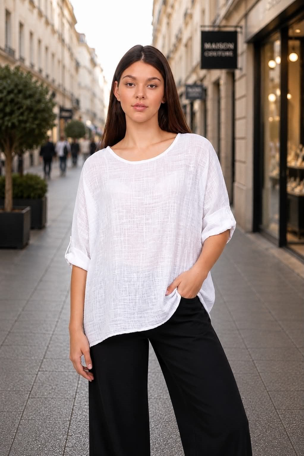 Italy moda toppur hvítur