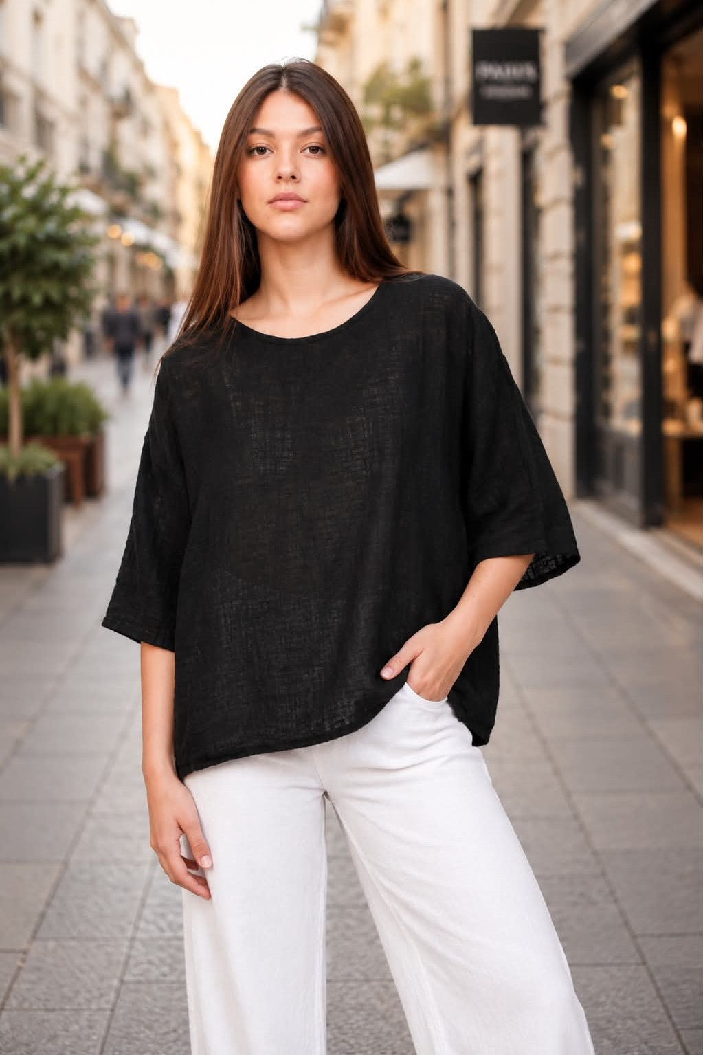 Italy moda toppur svartur