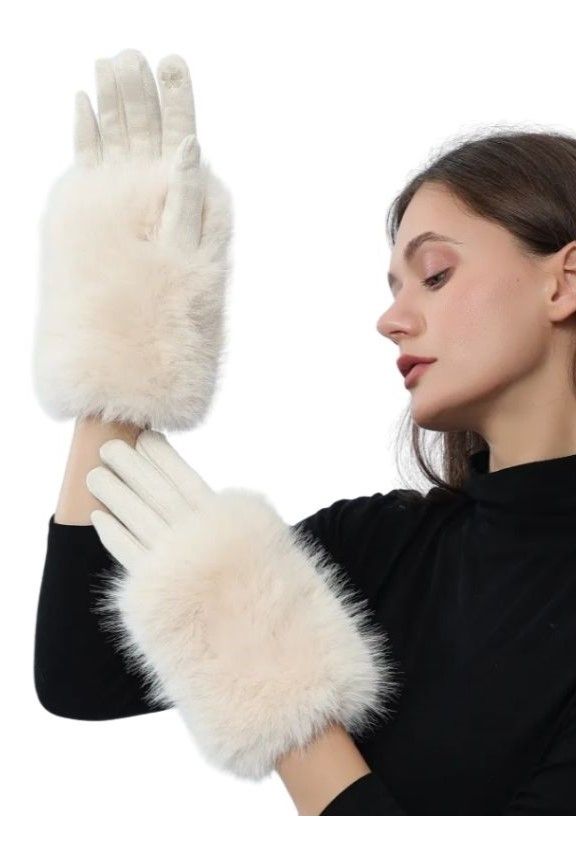 Loðhanskar ljós beis