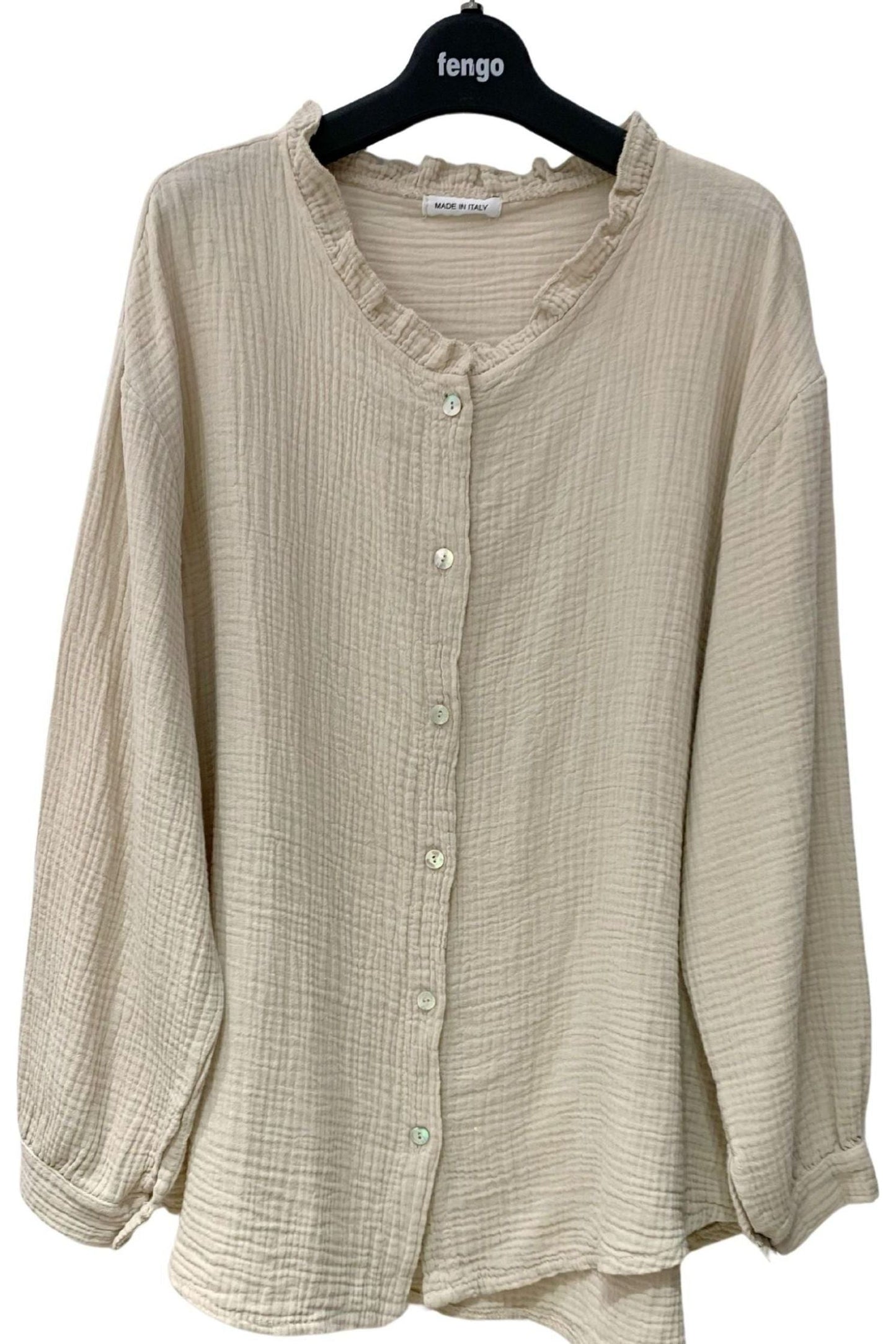 Gaze bómullarskyrta kremlituð