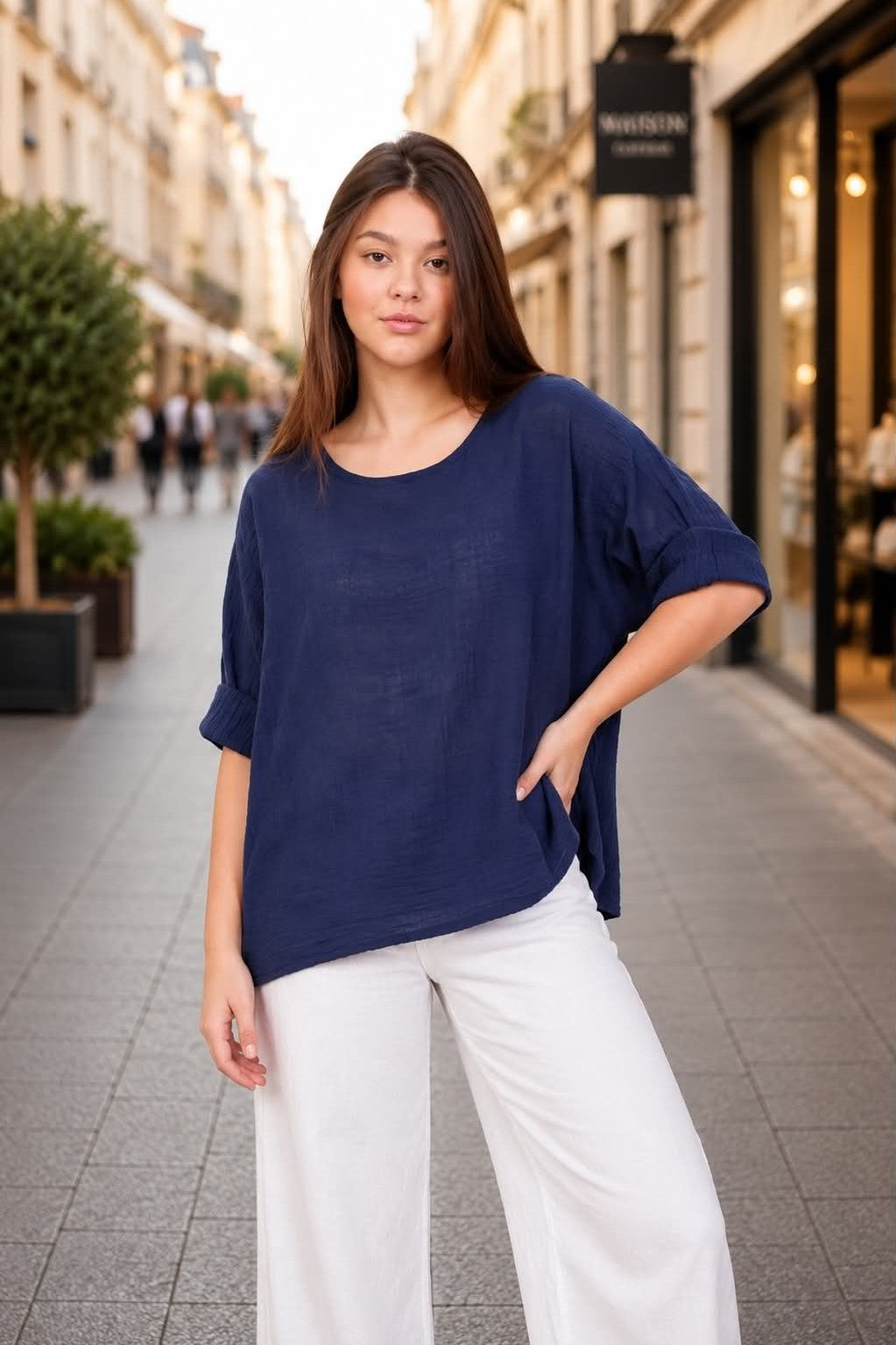 Italy moda toppur blár