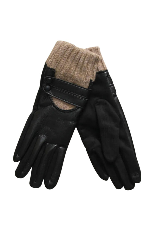 Hanskar buttom svartir/beis