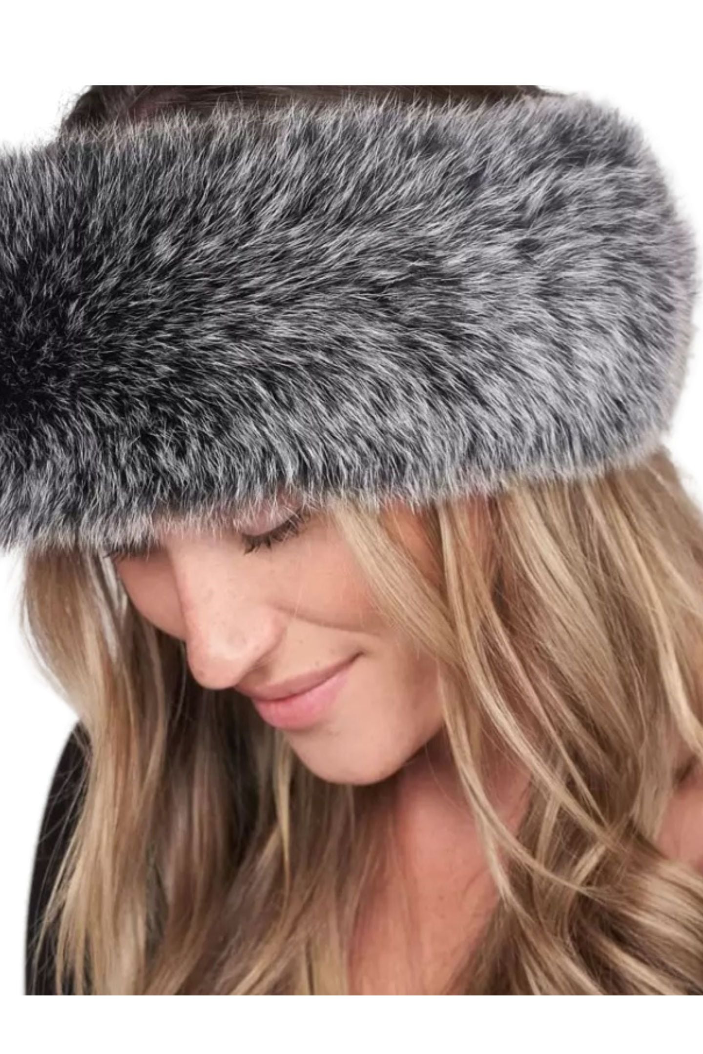 Faux fur loðeyrnaband grátt