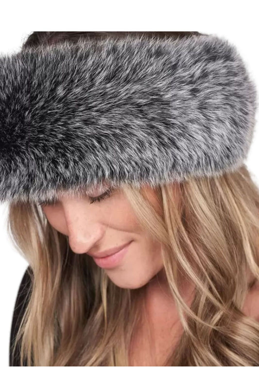 Faux fur loðeyrnaband grátt