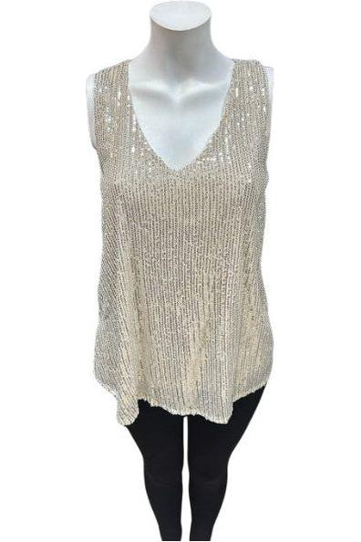 Forcyma Ermalaus pallíettu toppur beige