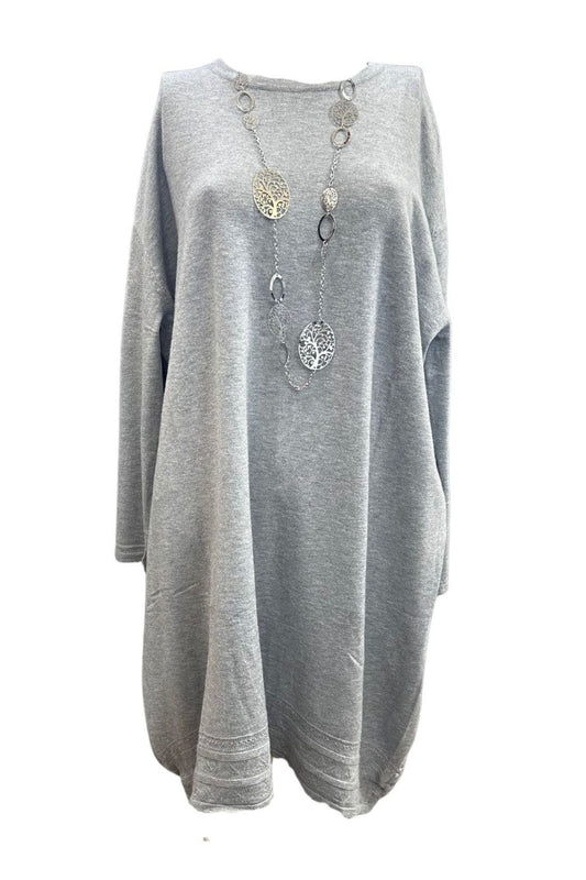 Dix peysukjóll grár