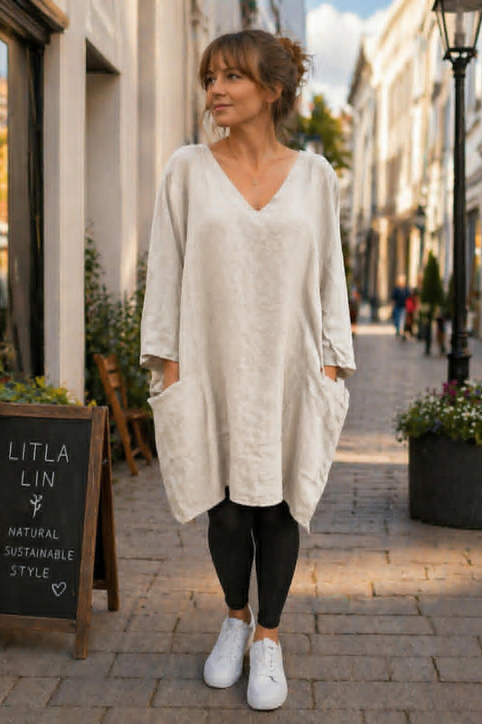 Hörmussa litla lin ljós beige