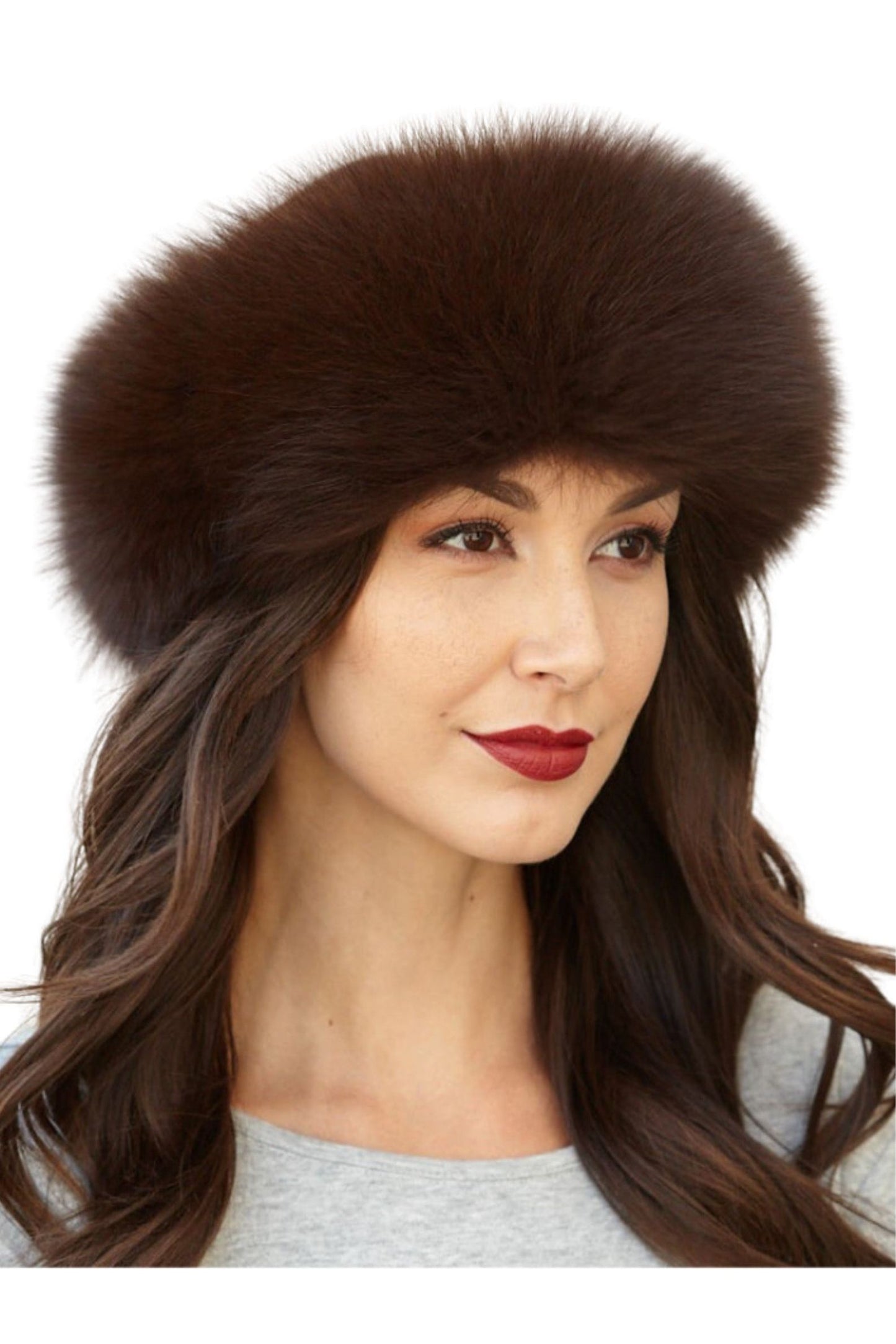 Faux fur loðeyrnaband brúnt