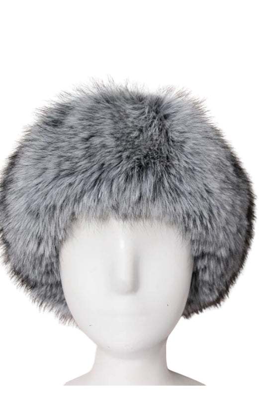 Faux fur loðeyrnaband ljósari grátt