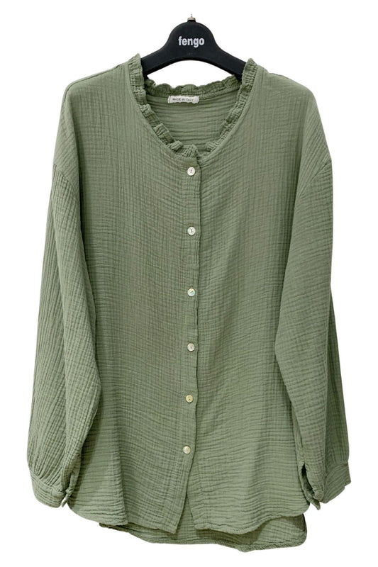 Gaze bómullarskyrta græn