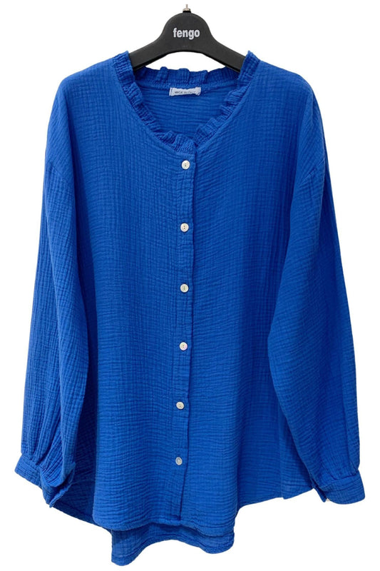 Gaze bómullarskyrta kongablá