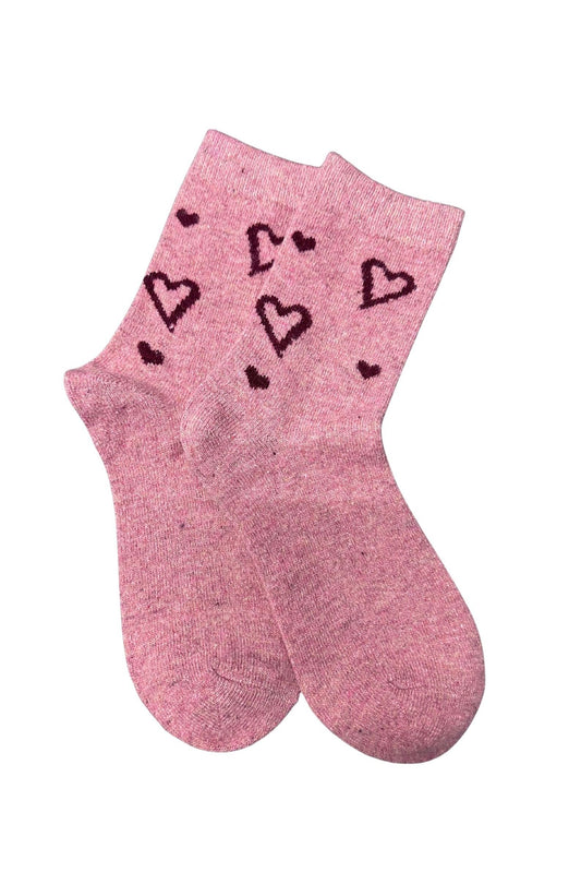 Ullarsokkar hjarta bleikir